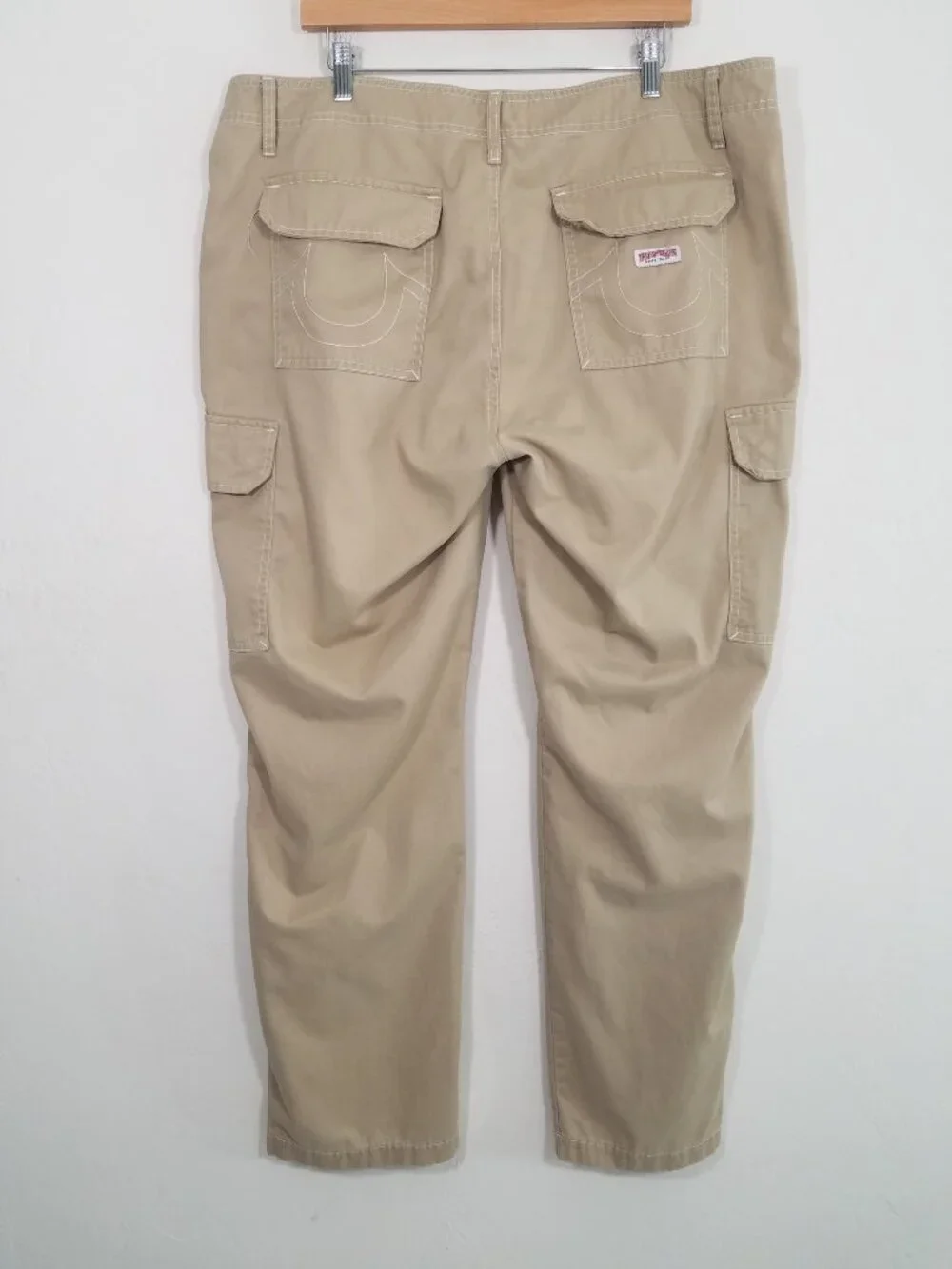 True Religion Cargo Pants Travertine Khaki Relaxed Size 38